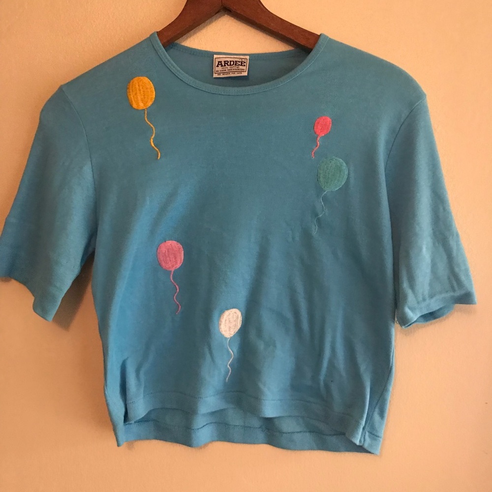 Vintage - 1970 Embroidered balloon Crop